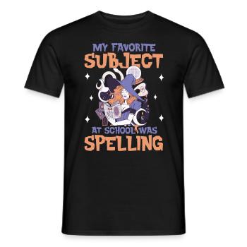 My Favorite Subject What Spelling Halloween Witch - Men's T-Shirt - black - Front - AI Model Male 178 light (178cm)