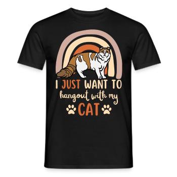 Mignon chat américain Curl - T-shirt homme - noir - Devant - AI Model Male 178 light (178cm)