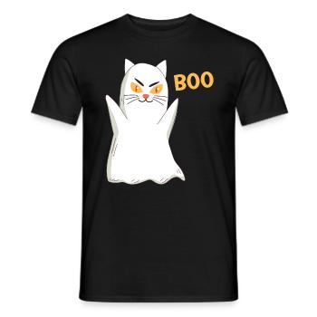 BOO Katze Halloween Gespenst - Männer T-Shirt - Schwarz - Vorne - AI Model Male 178 light (178cm)