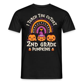 Halloween I Teach The Cutest 2nd Grade Pumpkins - Men's T-Shirt - black - Front - AI Model Male 178 light (178cm)