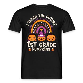 Halloween I Teach The Cutest 1st Grade Pumpkins - Men's T-Shirt - black - Front - AI Model Male 178 light (178cm)