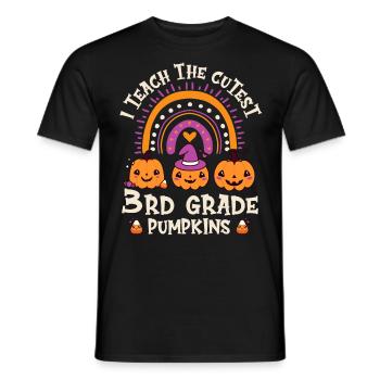 Halloween I Teach The Cutest 3rd Grade Pumpkins - Men's T-Shirt - black - Front - AI Model Male 178 light (178cm)
