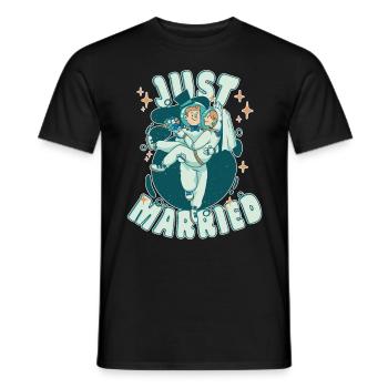 Just Married - Astronaut Groom and Bride - Men's T-Shirt - black - Front - AI Model Male 178 light (178cm)