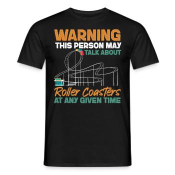 Roller Coaster Warning This Person - Men's T-Shirt - black - Front - AI Model Male 178 light (178cm)
