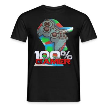 Gamer zu 100% Gaming Player - Männer T-Shirt - Schwarz - Vorne - AI Model Male 178 light (178cm)