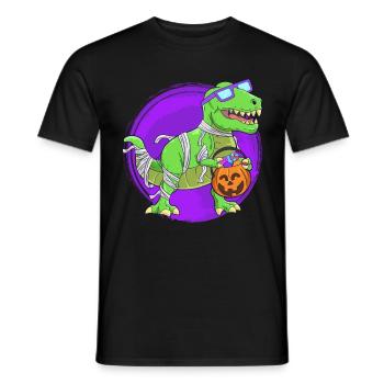 Dinosaur Halloween Mummy - Men's T-Shirt - black - Front - AI Model Male 178 light (178cm)
