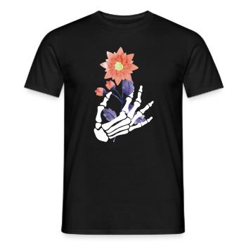 Flowers Decoration Skeleton Halloween - Men's T-Shirt - black - Front - AI Model Male 178 light (178cm)