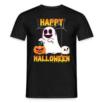 Happy Halloween Geist - Männer T-Shirt - Schwarz - Vorne - AI Model Male 178 light (178cm)