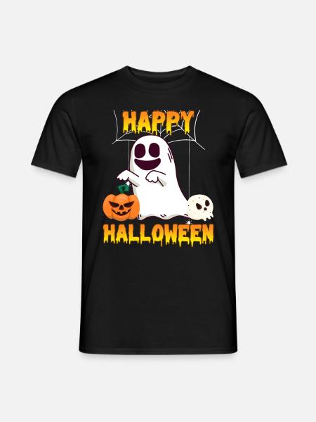 Happy Halloween Geist - Männer T-Shirt - Schwarz
