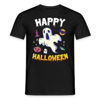 Happy Halloween Geist - Männer T-Shirt - Schwarz - Vorne - AI Model Male 178 light (178cm)