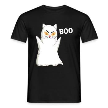 BOO Katze Halloween Gespenst - Männer T-Shirt - Schwarz - Vorne - AI Model Male 178 light (178cm)