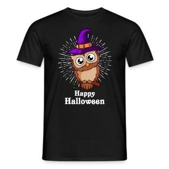 Happy Eule Halloween - Männer T-Shirt - Schwarz - Vorne - AI Model Male 178 light (178cm)