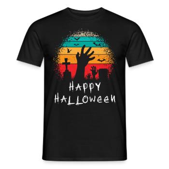 Happy Friedhof Halloween - Männer T-Shirt - Schwarz - Vorne - AI Model Male 178 light (178cm)