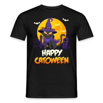 Catoween Happy Katzen Halloween - Männer T-Shirt - Schwarz - Vorne - AI Model Male 178 light (178cm)
