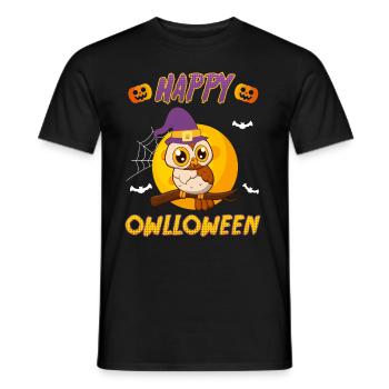 Owloween Happy Eulen Halloween - Männer T-Shirt - Schwarz - Vorne - AI Model Male 178 light (178cm)