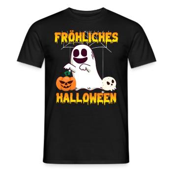 Happy Halloween Geist - Männer T-Shirt - Schwarz - Vorne - AI Model Male 178 light (178cm)