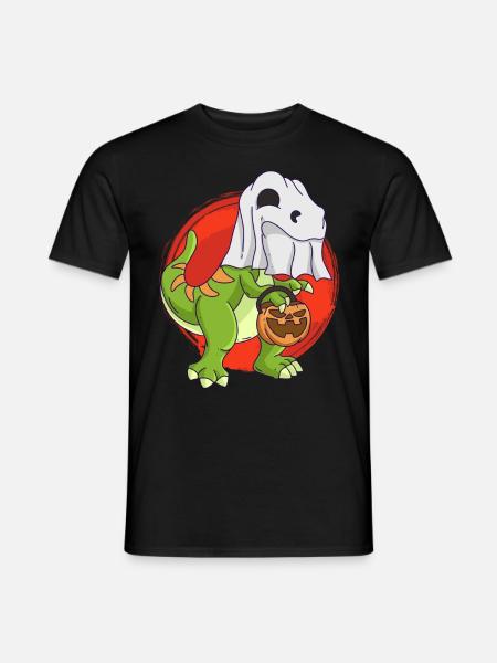 Dinosaur Halloween Ghost - Men's T-Shirt - black