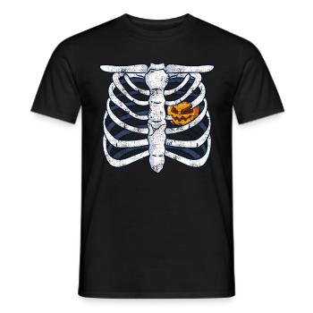 Pumpkin Skeleton Halloween - Men's T-Shirt - black - Front - AI Model Male 178 light (178cm)