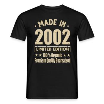 Fabriqué en 2002 Vintage Retro Limited Edition - T-shirt homme - noir - Devant - AI Model Male 178 light (178cm)