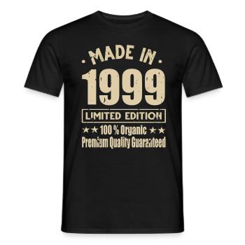 Fabriqué en 1999 Vintage Retro Limited Edition - T-shirt homme - noir - Devant - AI Model Male 178 light (178cm)