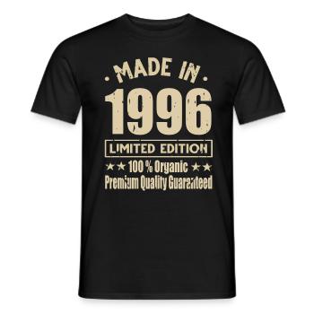 Fabriqué en 1996 Vintage Retro Limited Edition - T-shirt homme - noir - Devant - AI Model Male 178 light (178cm)
