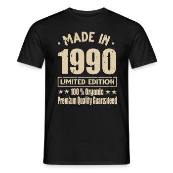 Fabriqué en 1990 Vintage Retro Limited Edition - T-shirt homme - noir - Devant - AI Model Male 178 light (178cm)