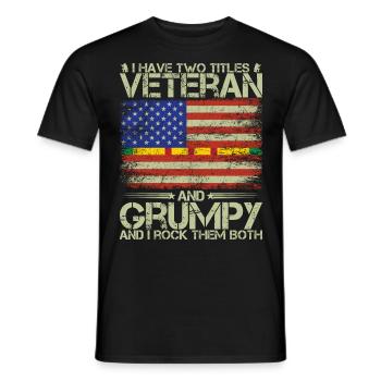 Grand-père Vétéran Style de vie Cool Military Ges - T-shirt homme - noir - Devant - AI Model Male 178 light (178cm)