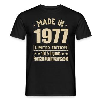 Fabriqué en 1977 Vintage Retro Limited Edition - T-shirt homme - noir - Devant - AI Model Male 178 light (178cm)