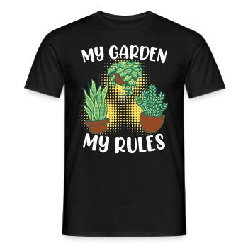 Mein Garten meine Regeln Schrebergarten - Männer T-Shirt - Schwarz - Vorne - AI Model Male 178 light (178cm)