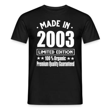 Made in 2003 Vintage Retro Limited Edition - Men's T-Shirt - black - Front - AI Model Male 178 light (178cm)