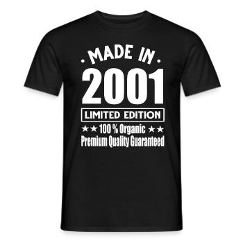 Fabriqué en 2001 Vintage Retro Limited Edition - T-shirt homme - noir - Devant - AI Model Male 178 light (178cm)