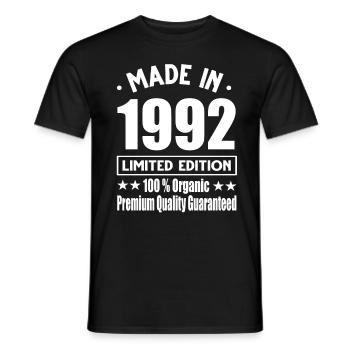 Fabriqué en 1992 Vintage Retro Limited Edition - T-shirt homme - noir - Devant - AI Model Male 178 light (178cm)