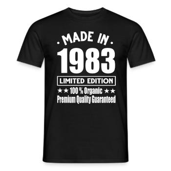 Fabriqué en 1983 Vintage Retro Limited Edition - T-shirt homme - noir - Devant - AI Model Male 178 light (178cm)