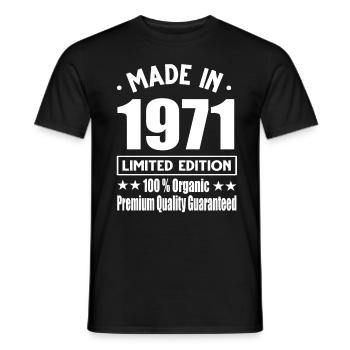 Fabriqué en 1971 Vintage Retro Limited Edition - T-shirt homme - noir - Devant - AI Model Male 178 light (178cm)