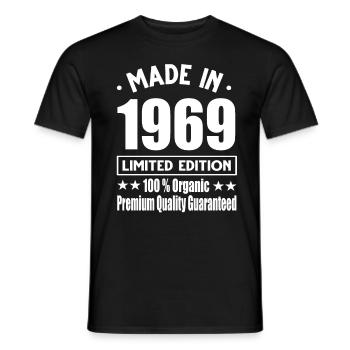 Fabriqué en 1969 Vintage Retro Limited Edition - T-shirt homme - noir - Devant - AI Model Male 178 light (178cm)