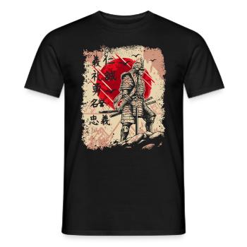 Samurai Japanese Warrior Swordsman Kanji - Men's T-Shirt - black - Front - AI Model Male 178 light (178cm)