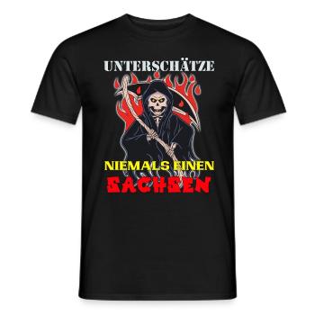 Sachse unterschätze keinen aus Sachsen Skull - Männer T-Shirt - Schwarz - Vorne - AI Model Male 178 light (178cm)