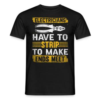 Les électriciens se déshabillent pour joindre les deux bouts avec Elektriker - T-shirt homme - noir - Devant - AI Model Male 178 light (178cm)