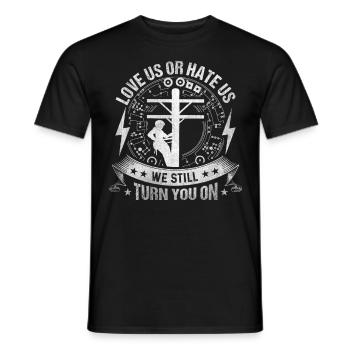 Nous vous allumons toujours électricien - T-shirt homme - noir - Devant - AI Model Male 178 light (178cm)