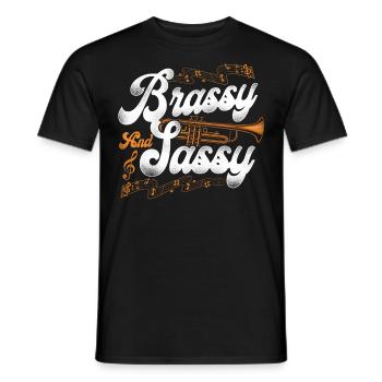 Trumpet Player Girl Vintage Brassy - Men's T-Shirt - black - Front - AI Model Male 178 light (178cm)