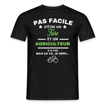 pas facile d'être agriculteur et Frère - T-shirt homme - noir - Devant - AI Model Male 178 light (178cm)