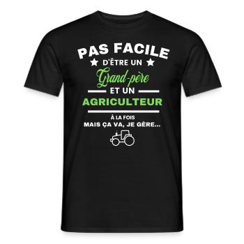 pas facile d'être agriculteur et Grand-père - T-shirt homme - noir - Devant - AI Model Male 178 light (178cm)