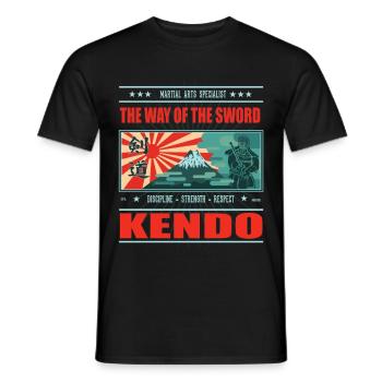 Kendo the Way of the Sword - Sword Fighting Shirt - Men's T-Shirt - black - Front - AI Model Male 178 light (178cm)