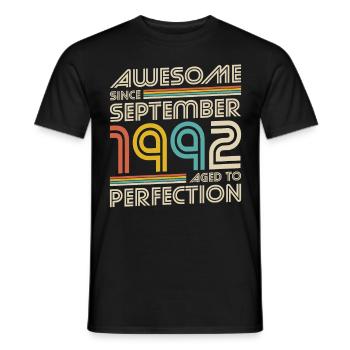 30. Geburtstag Jahrgang September 1992 - Männer T-Shirt - Schwarz - Vorne - AI Model Male 178 light (178cm)