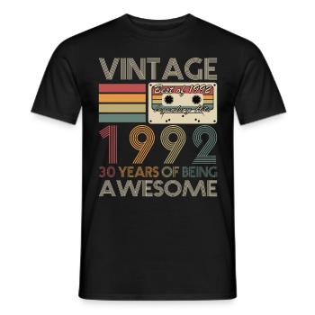 30. Geburtstag Jahrgang 1992 Being Awesome - Männer T-Shirt - Schwarz - Vorne - AI Model Male 178 light (178cm)