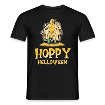 Ghost Beer Mug Funny Hoppy Halloween - Men's T-Shirt - black - Front - AI Model Male 178 light (178cm)
