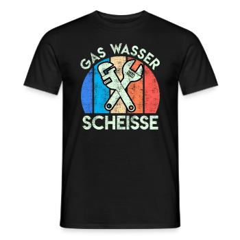 Gas Wasser Scheiße Anlagenmechaniker Klempner - Männer T-Shirt - Schwarz - Vorne - AI Model Male 178 light (178cm)