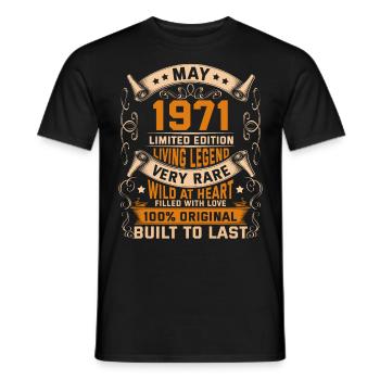 Légendes d’anniversaire 100% originales mai 1971 - T-shirt homme - noir - Devant - AI Model Male 178 light (178cm)
