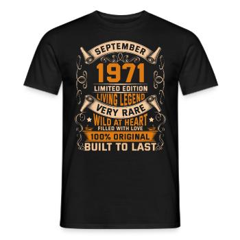 Légendes d’anniversaire 100% originales Septembre 1971 - T-shirt homme - noir - Devant - AI Model Male 178 light (178cm)