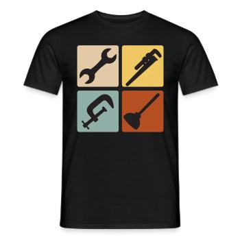 Tinsmith Plumber Plant Mechanic Vintage - Men's T-Shirt - black - Front - AI Model Male 178 light (178cm)